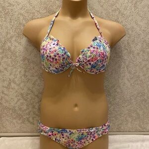 Victoria's Secret  Multicolor Floral Halter Padded Push Up Bikini Set